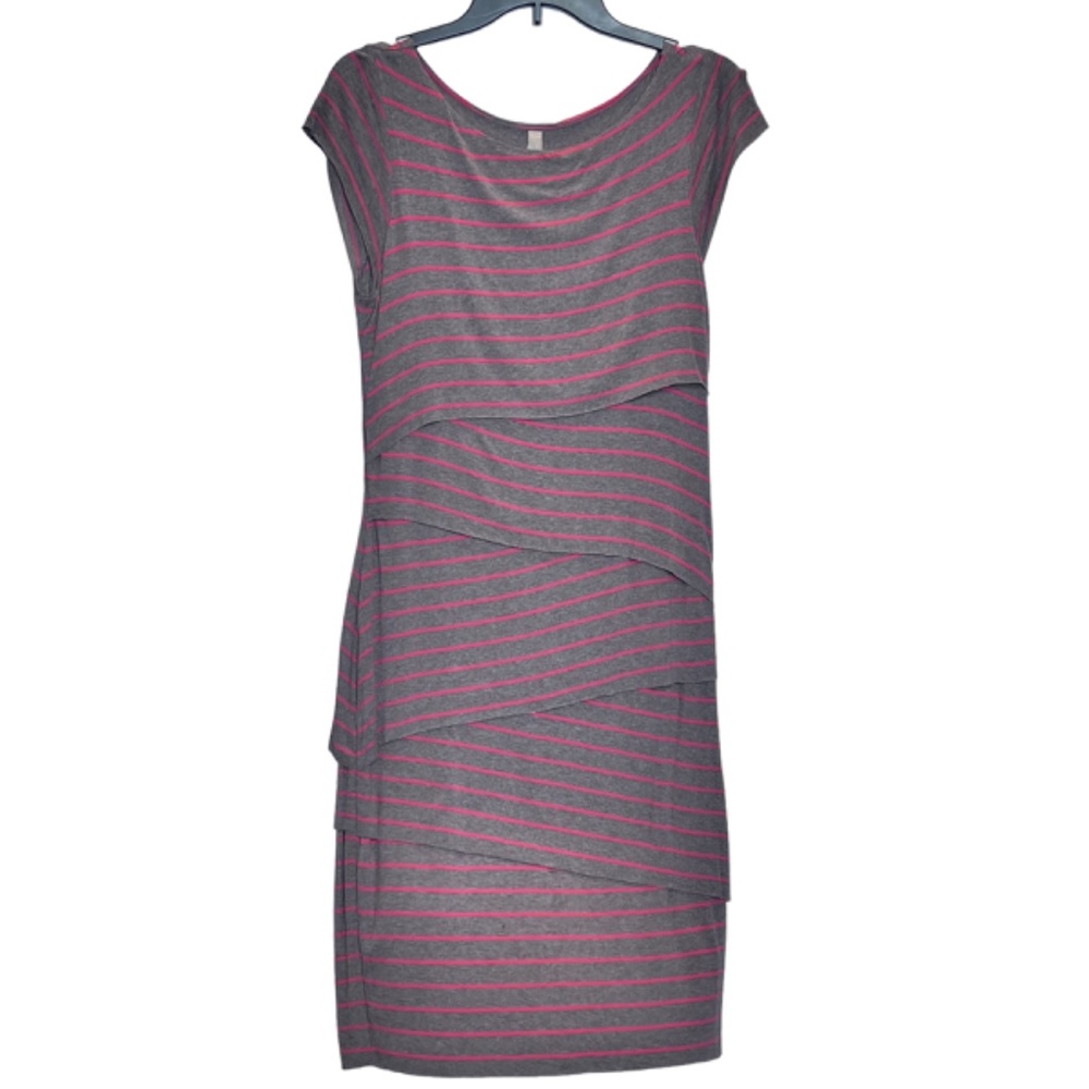 Bailey 44 Layered Striped Cap Sleeve Slip On Dress L - Picture 3 of 11